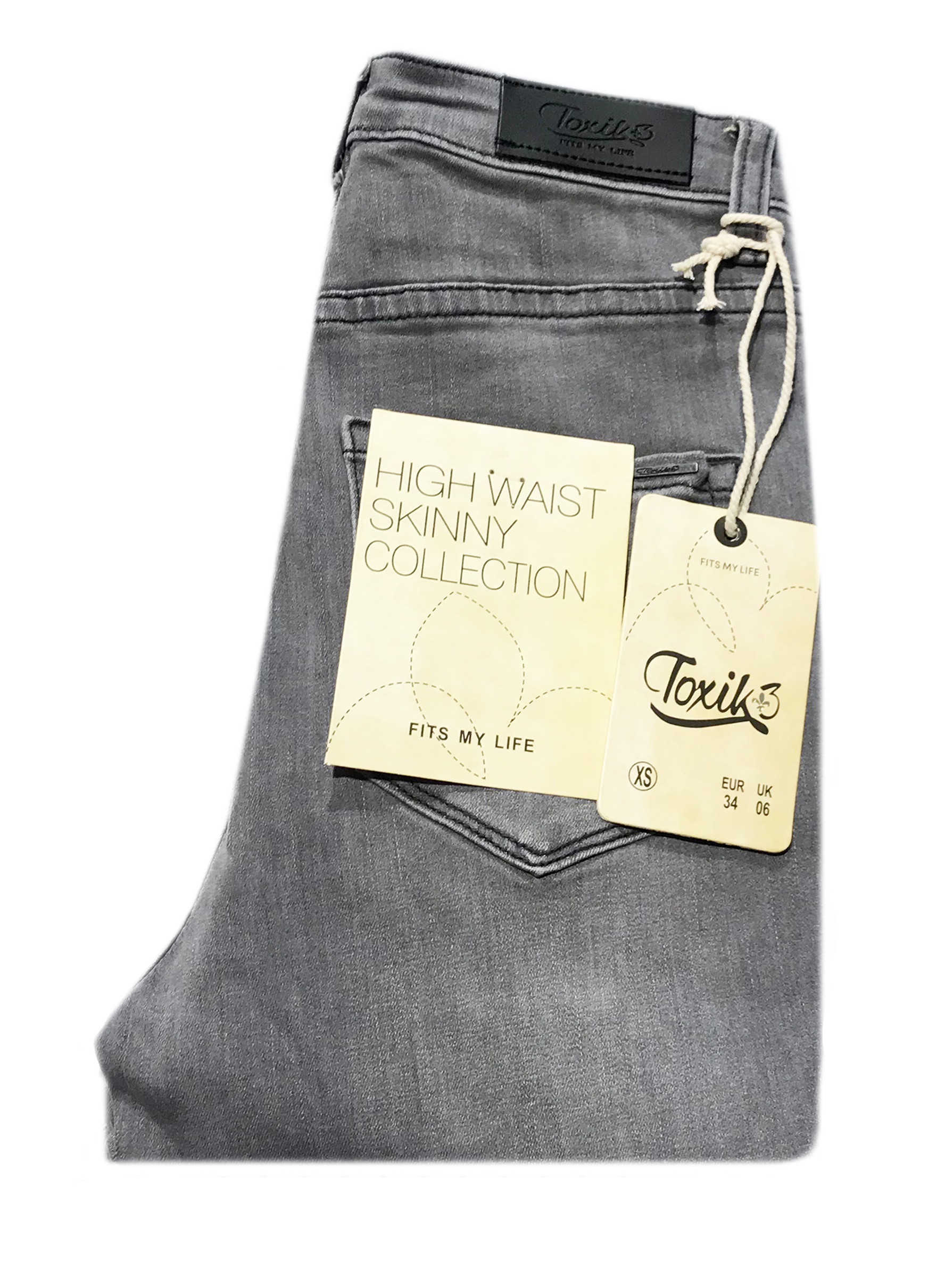 Broek Toxik3 L185-J33 hoge taille skinny grijs – By Anouschka