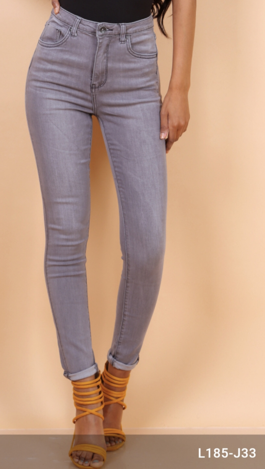 Broek Toxik3 L185-J33 hoge taille skinny grijs – By Anouschka