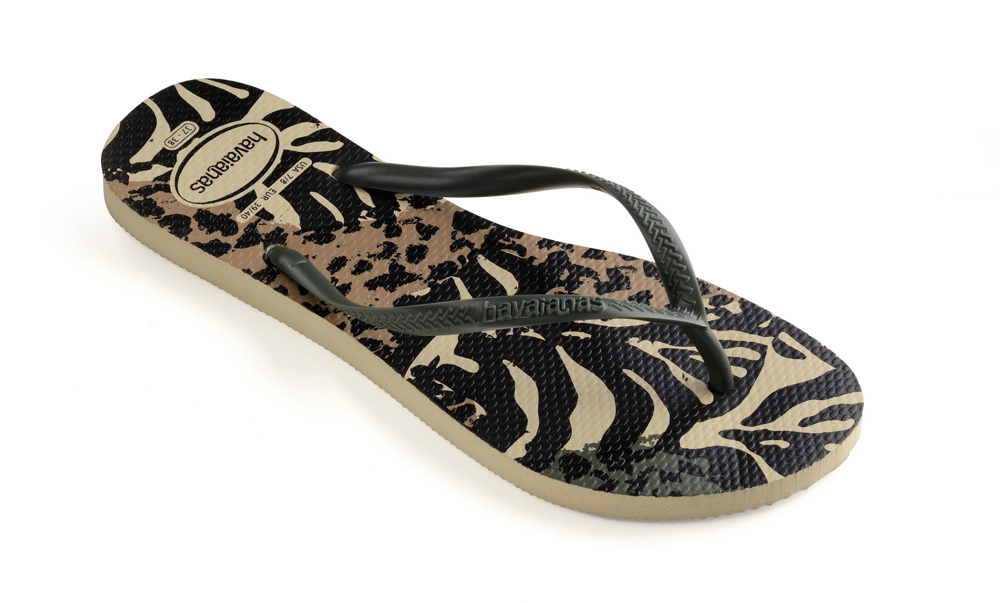 Havaianas slim top animals green olive