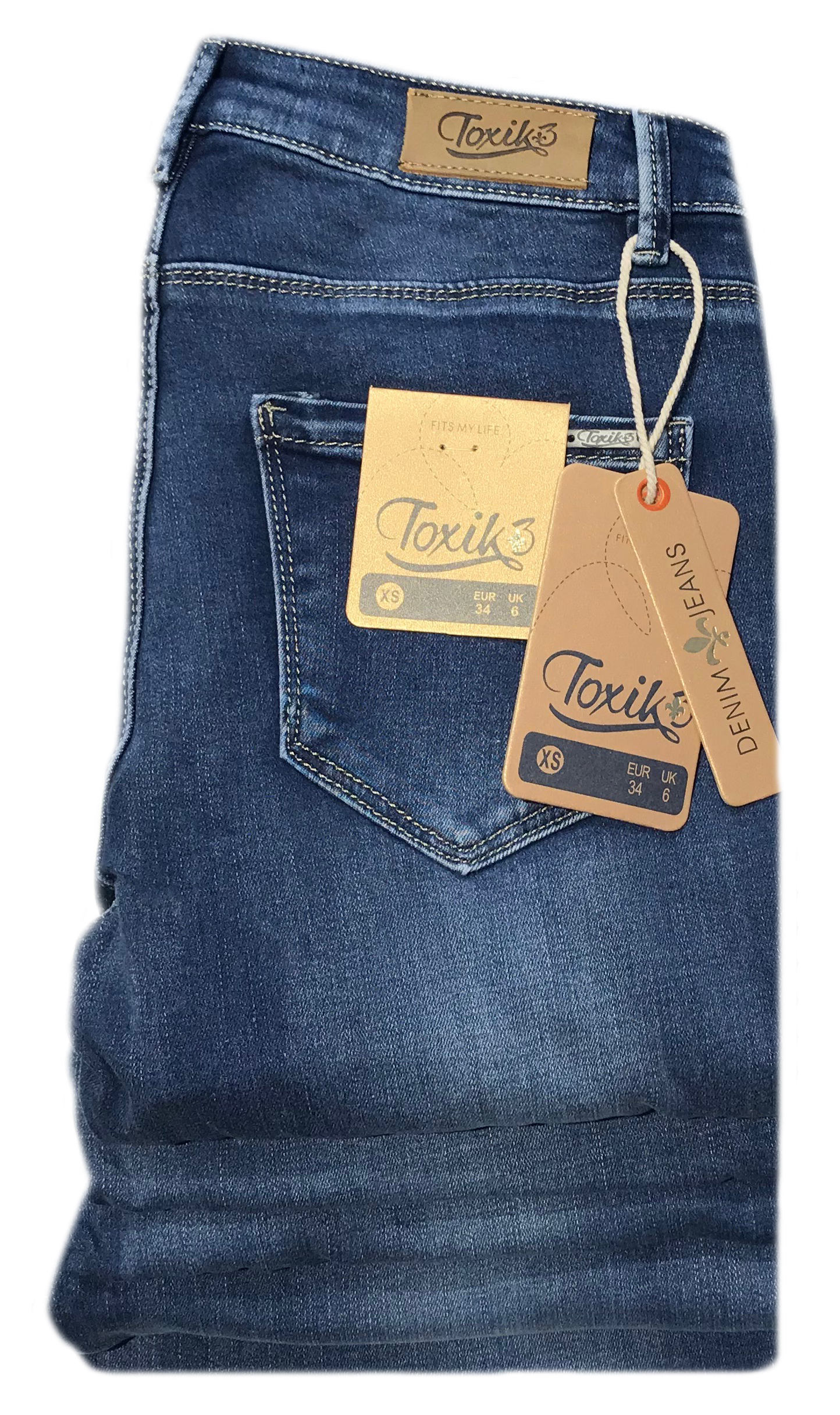 Toxik3 H2428 medium taille skinny blauw Anouschka