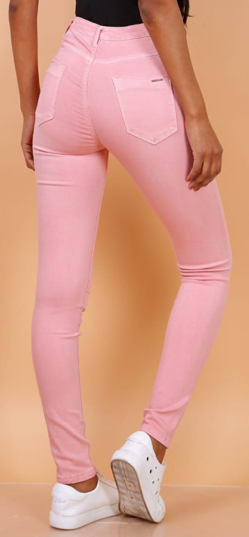 Broek Toxik3 L18585 hoge taille skinny roze By Anouschka