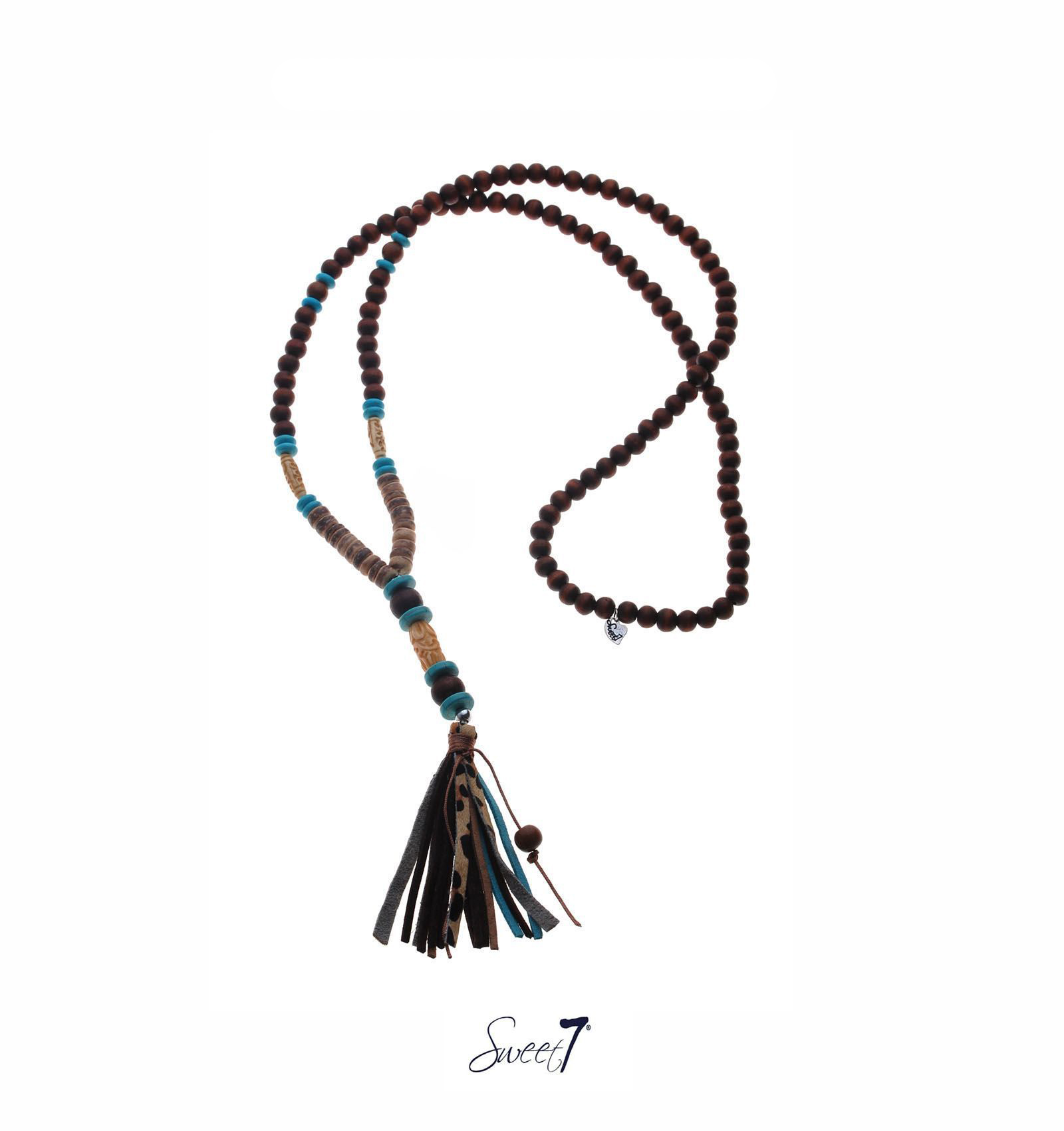 Majestueus Ijveraar boycot sweet7 lange houten kralen ketting Mala bruin multi – By Anouschka